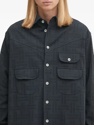 Kenzo Chest-pockets Patterned Overshirt In Black