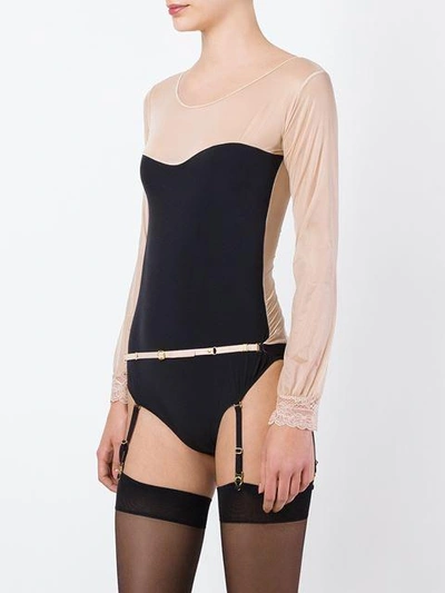 Shop Maison Close 'la Cavaliere' Suspender Body In Black/nude