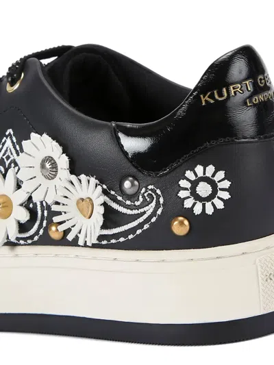 Kurt Geiger Floral-appliqué Studded Sneakers In Black