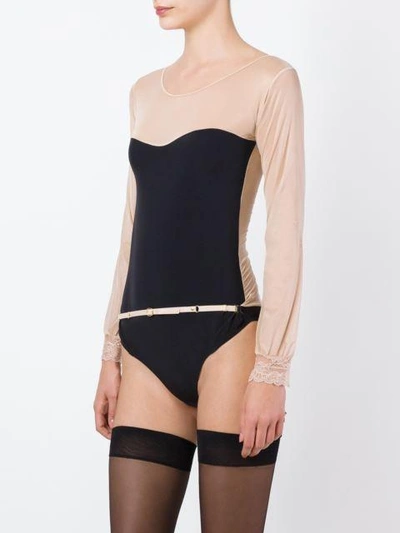 Shop Maison Close 'la Cavaliere' Suspender Body In Black/nude