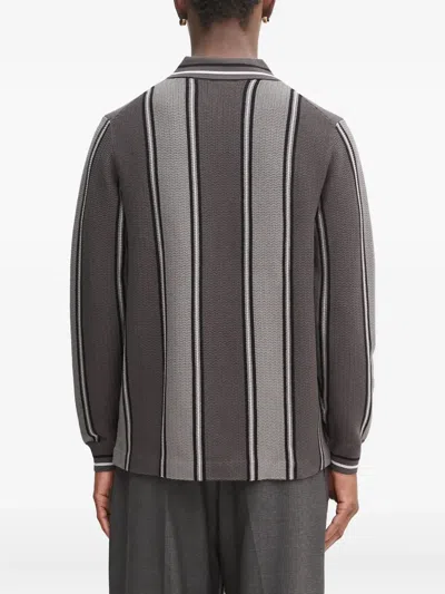 Filling Pieces Striped V-neck Sweater In Gray