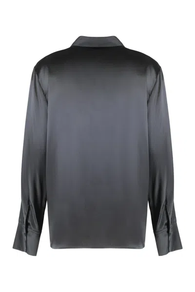 Peserico Satin Shirt In Black