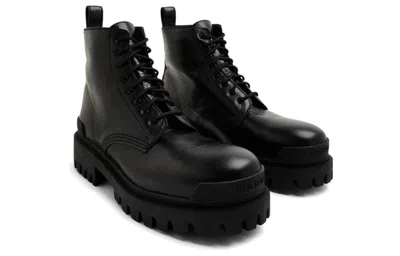 Balenciaga Leather Boots With Maxi Rubber Sole In Black