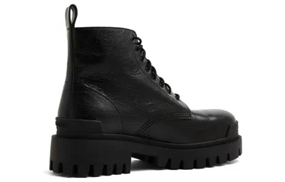 Balenciaga Leather Boots With Maxi Rubber Sole In Black