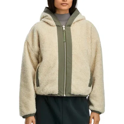 Canada Goose Women Beige Fleece Alberni Reversible Bomber Jacket In Gray