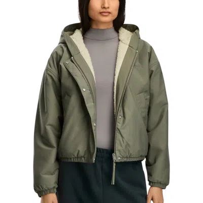 Canada Goose Women Beige Fleece Alberni Reversible Bomber Jacket In Gray