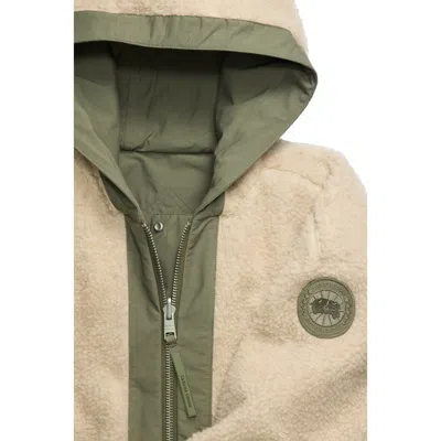 Canada Goose Women Beige Fleece Alberni Reversible Bomber Jacket In Gray