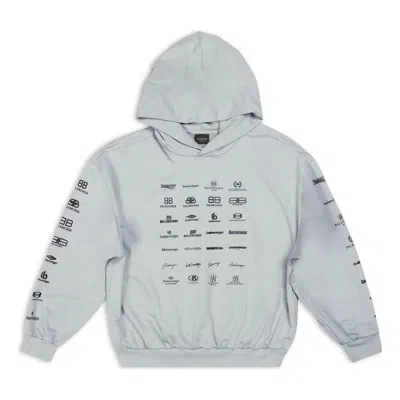 Balenciaga Archives Logos Hoodie 'light Grey' In Gray