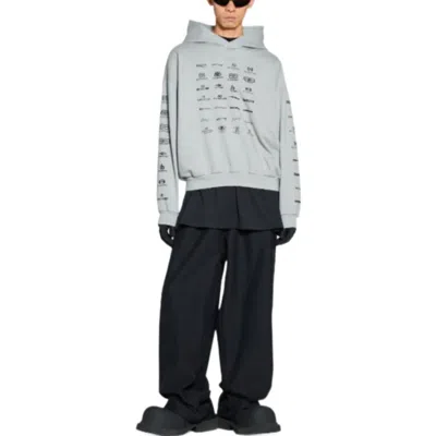 Balenciaga Archives Logos Hoodie 'light Grey' In Gray