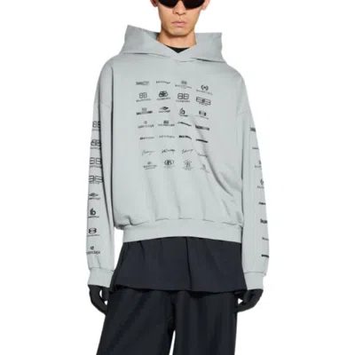 Balenciaga Archives Logos Hoodie 'light Grey' In Gray