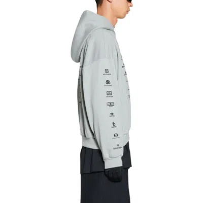 Balenciaga Archives Logos Hoodie 'light Grey' In Gray