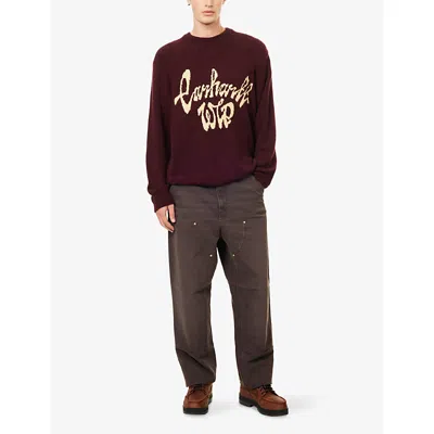 Carhartt Long Sleeve Ribbed Cuff Crew Neck Sweater In Red