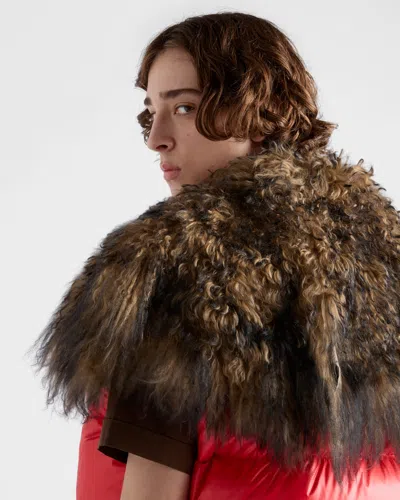 Prada Re-nylon And Shearling Down Vest In Red
