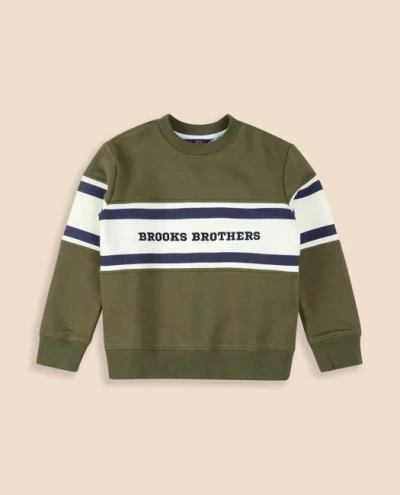 Brooks Brothers Kids' Embroidered Cotton Blend Sweatshirt In Green