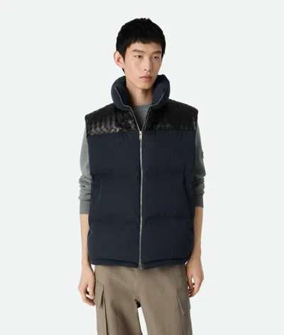 Bottega Veneta Men Midnight Blue Cotton Blend Down Jacket In Black