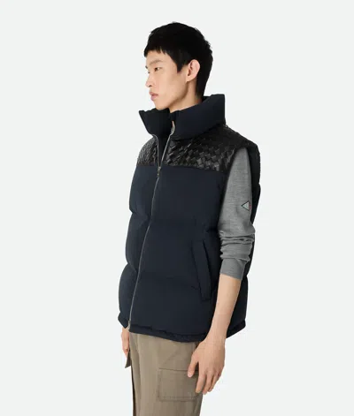 Bottega Veneta Men Midnight Blue Cotton Blend Down Jacket In Black