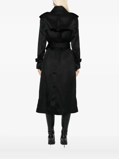 Tom Ford Leather Undercollar Trench Coat In Black