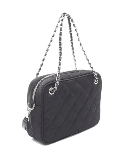 Pre-owned Prada Triangle-logo Quilted Handbag In Black