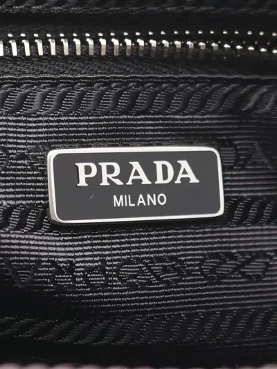 Pre-owned Prada Triangle-logo Quilted Handbag In Black