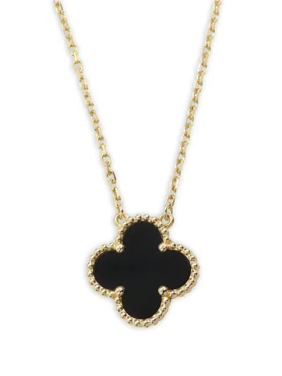 Pre-owned Van Cleef & Arpels 18k Yellow Gold Alhambra Onyx Necklace