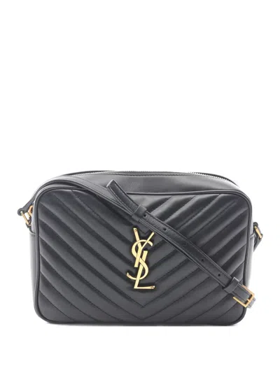 Pre-owned Saint Laurent Lou Quilted Shoulder Bag In Black