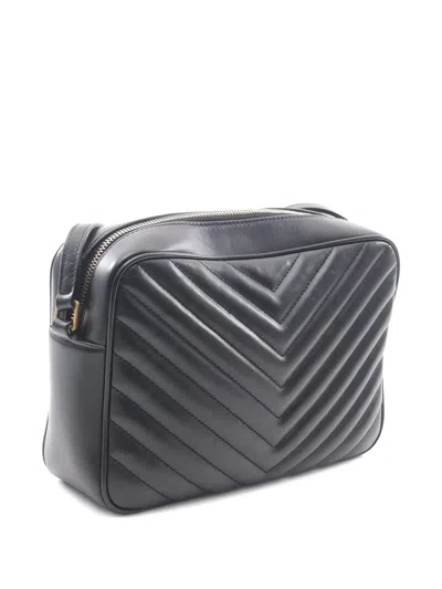Pre-owned Saint Laurent Lou Quilted Shoulder Bag In Black