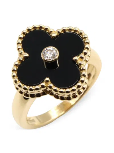 Pre-owned Van Cleef & Arpels 18k Yellow Gold Diamond And Onyx Ring