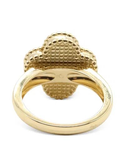 Pre-owned Van Cleef & Arpels 18k Yellow Gold Diamond And Onyx Ring