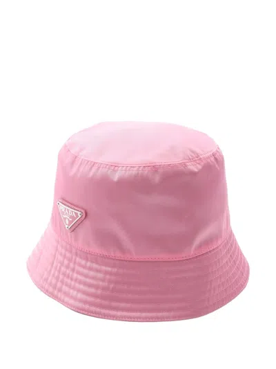 Pre-owned Prada Triangle-logo Bucket Hat In Pink