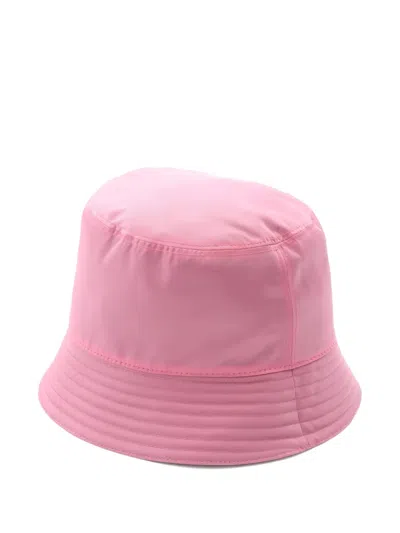 Pre-owned Prada Triangle-logo Bucket Hat In Pink