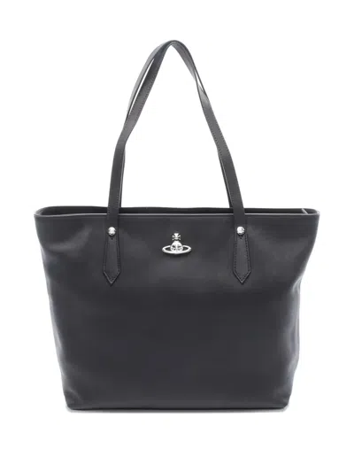 Pre-owned Vivienne Westwood Orb Leather Tote Bag In Black