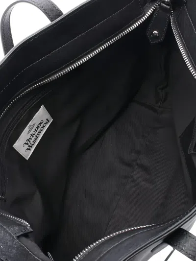 Pre-owned Vivienne Westwood Orb Leather Tote Bag In Black