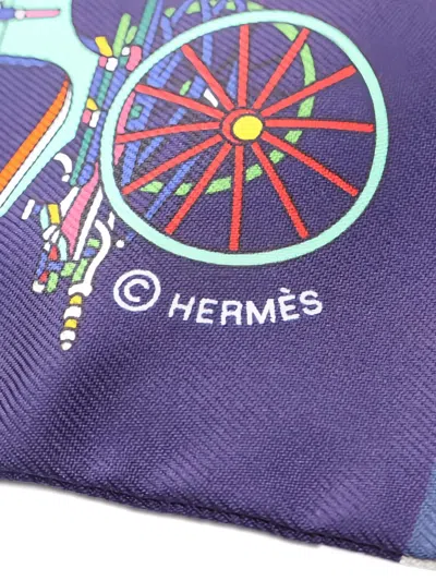 Pre-owned Hermes Voitures Exquises Scarf In Purple