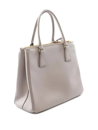 Pre-owned Prada Saffiano Lux Leather Tote Bag In Gray