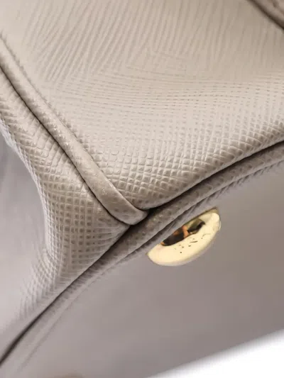 Pre-owned Prada Saffiano Lux Leather Tote Bag In Gray