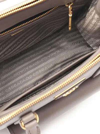 Pre-owned Prada Saffiano Lux Leather Tote Bag In Gray