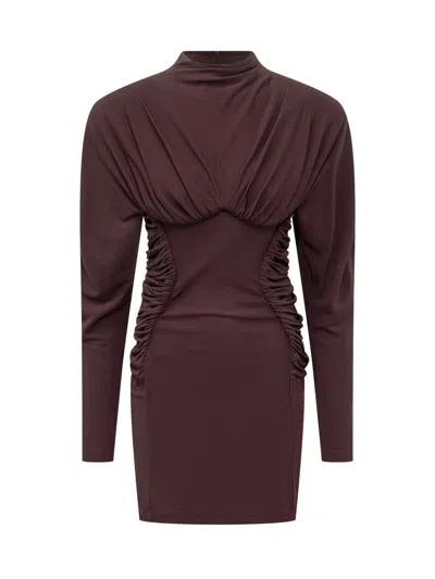 Stella Mccartney Pleated Mini Dress In Brown