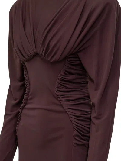 Stella Mccartney Pleated Mini Dress In Brown