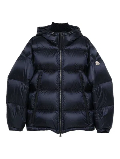 Moncler Hooded Zip-fastening Coat In Blue
