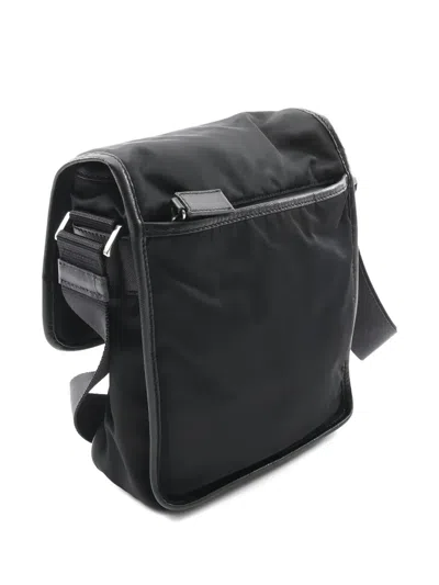 Pre-owned Prada Leather-trim Shoulder Bag In Black