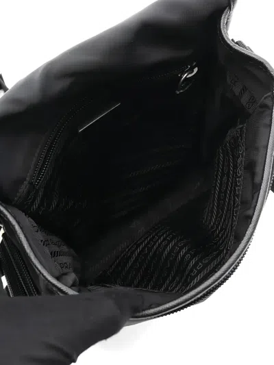 Pre-owned Prada Leather-trim Shoulder Bag In Black