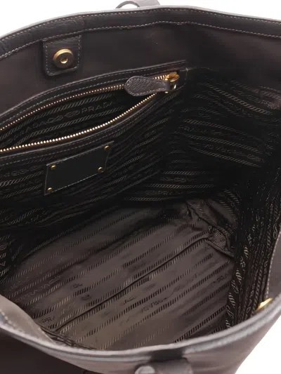 Pre-owned Prada 2000s Leather Tote Bag In Brown