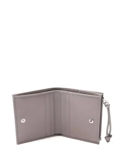 Pre-owned Prada 20's Small Logo-plaque Zip Wallet In Gray