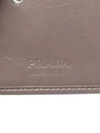 Pre-owned Prada 20's Small Logo-plaque Zip Wallet In Gray