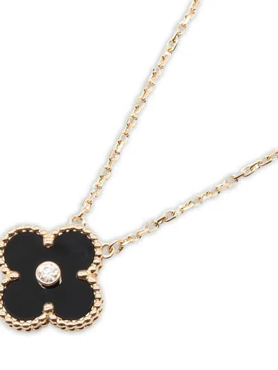 Pre-owned Van Cleef & Arpels 10s 18k Rose Gold Alhambra Diamond Necklace