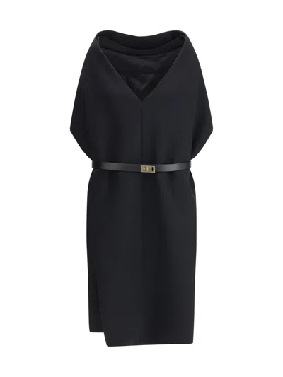 Ferragamo Women Belted Midi Dress In Black