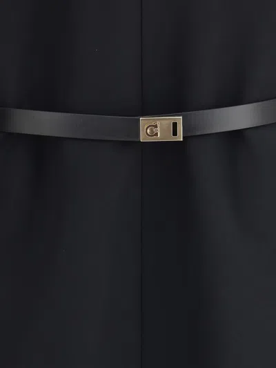 Ferragamo Women Belted Midi Dress In Black