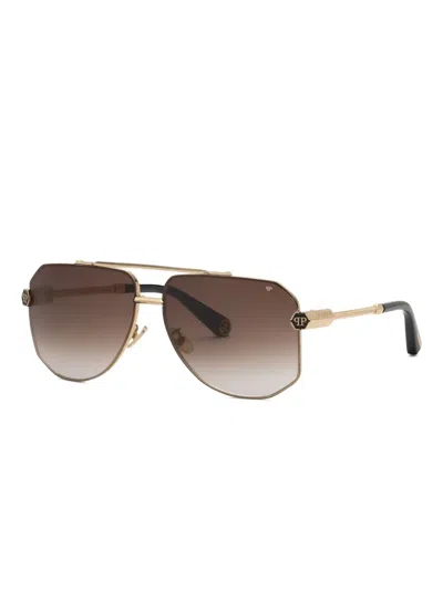 Philipp Plein Eyewear Geometric-frame Sunglasses In Brown