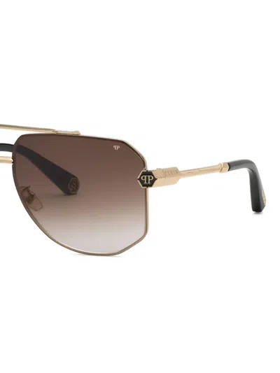 Philipp Plein Eyewear Geometric-frame Sunglasses In Brown
