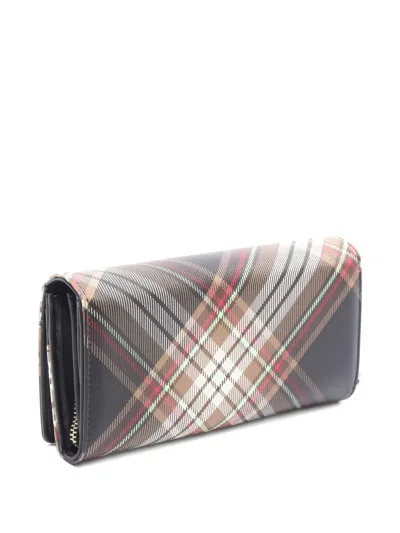 Pre-owned Vivienne Westwood Orb-logo Plaid Wallet In Brown